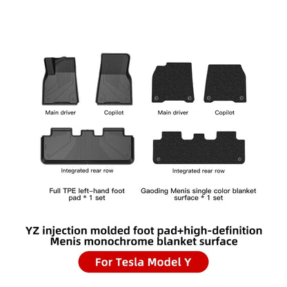 YZ Floor Mats for Tesla Model 3/Y 2021-2023 — Waterproof, Non-Slip TPE Car Accessories