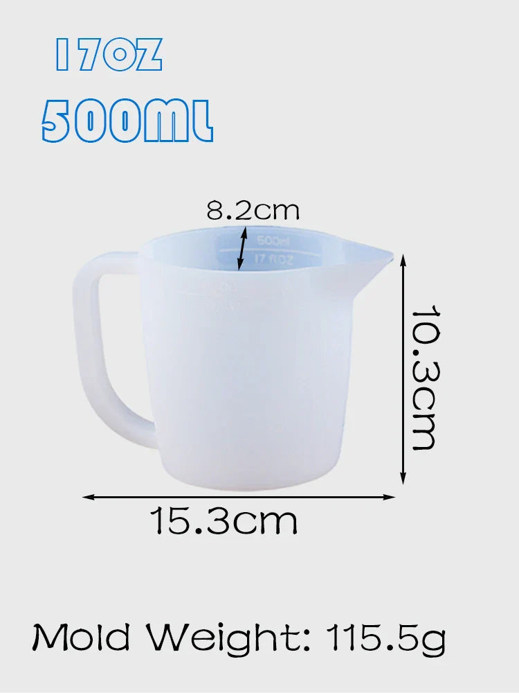 500ml Silicone Mixing Cup with Handle & Scale – Reusable DIY Epoxy Resin & Pigment Measuring Tool, Easy Clean Soft Pour Cup