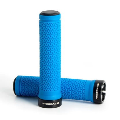 MTB Bicycle Handlebar Grips – Soft Rubber Non-Slip Grips with Single-Sided Lock & End Plugs for Mountain Bikes