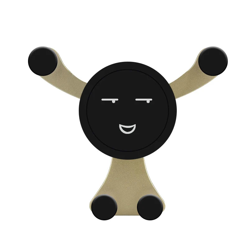 Gravity Car Phone Holder – Air Vent Clip with Smile Face Bear, Mobile Stand for iPhone, Samsung, and GPS Devices