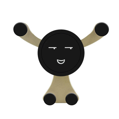 Gravity Car Phone Holder – Air Vent Clip with Smile Face Bear, Mobile Stand for iPhone, Samsung, and GPS Devices