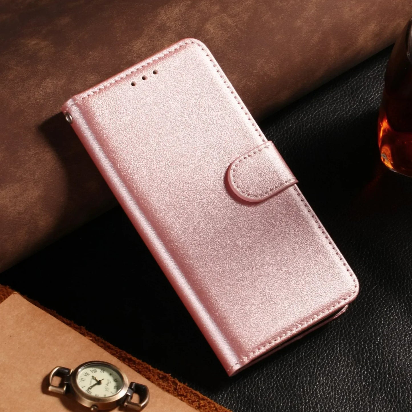 Samsung Galaxy Leather Flip Wallet Case - Protective Cover with Card Holder