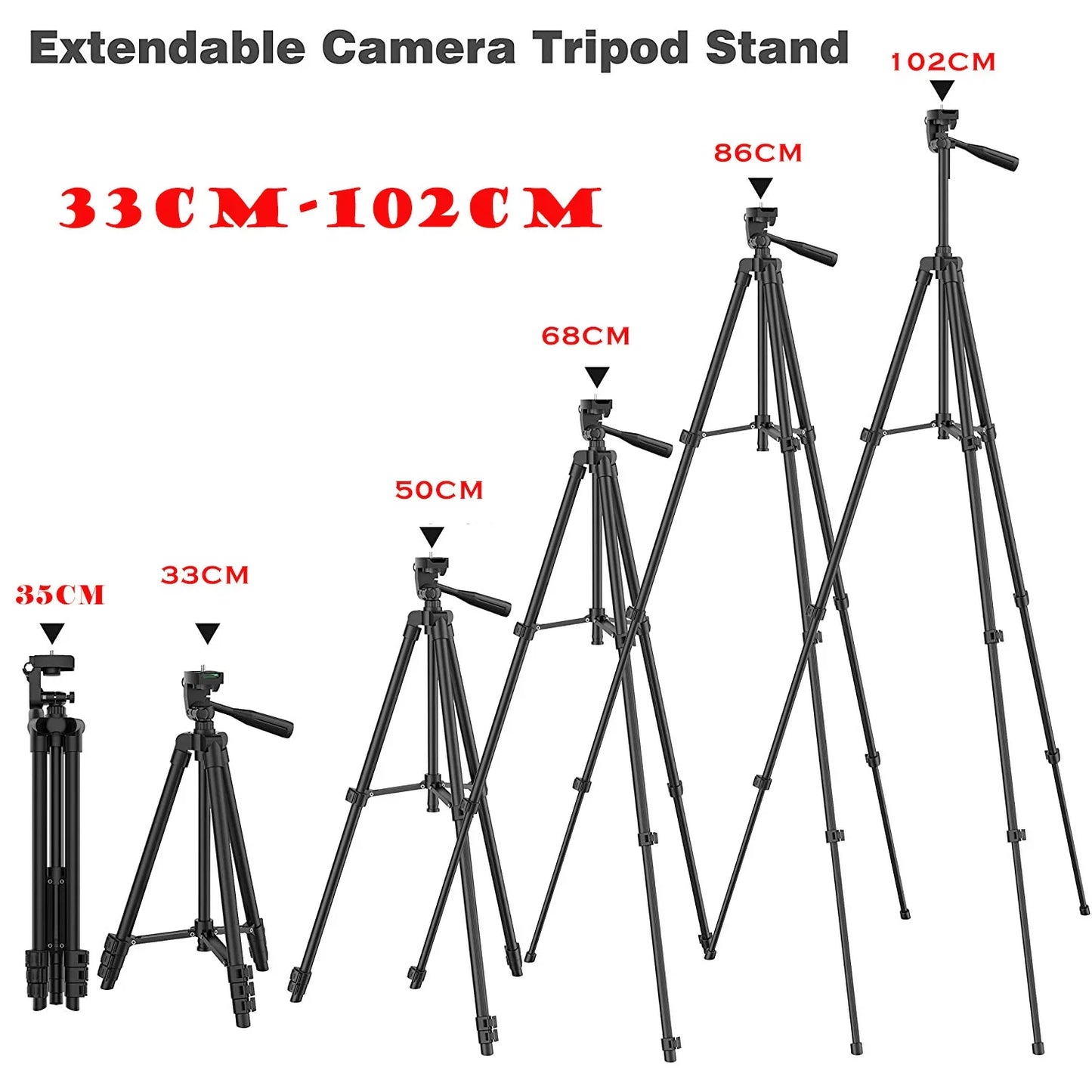 Phone Camera Tripod Stand – Lightweight with Bluetooth Remote, Universal Phone Holder for Photography, Compatible with Xiaomi, Huawei, DSLR