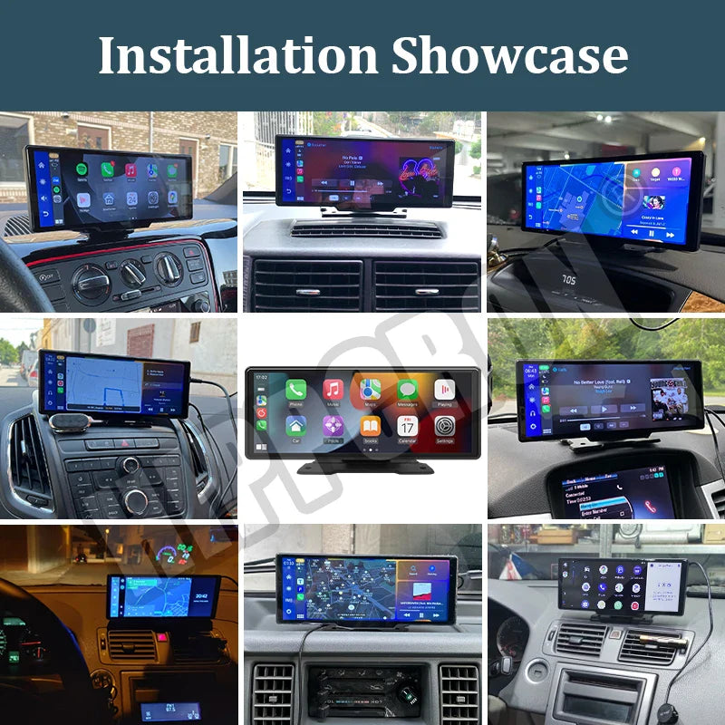 10.26" Car Mirror Radio Multimedia Player – Wireless CarPlay & Android Auto, Bluetooth, AUX, USB Screen