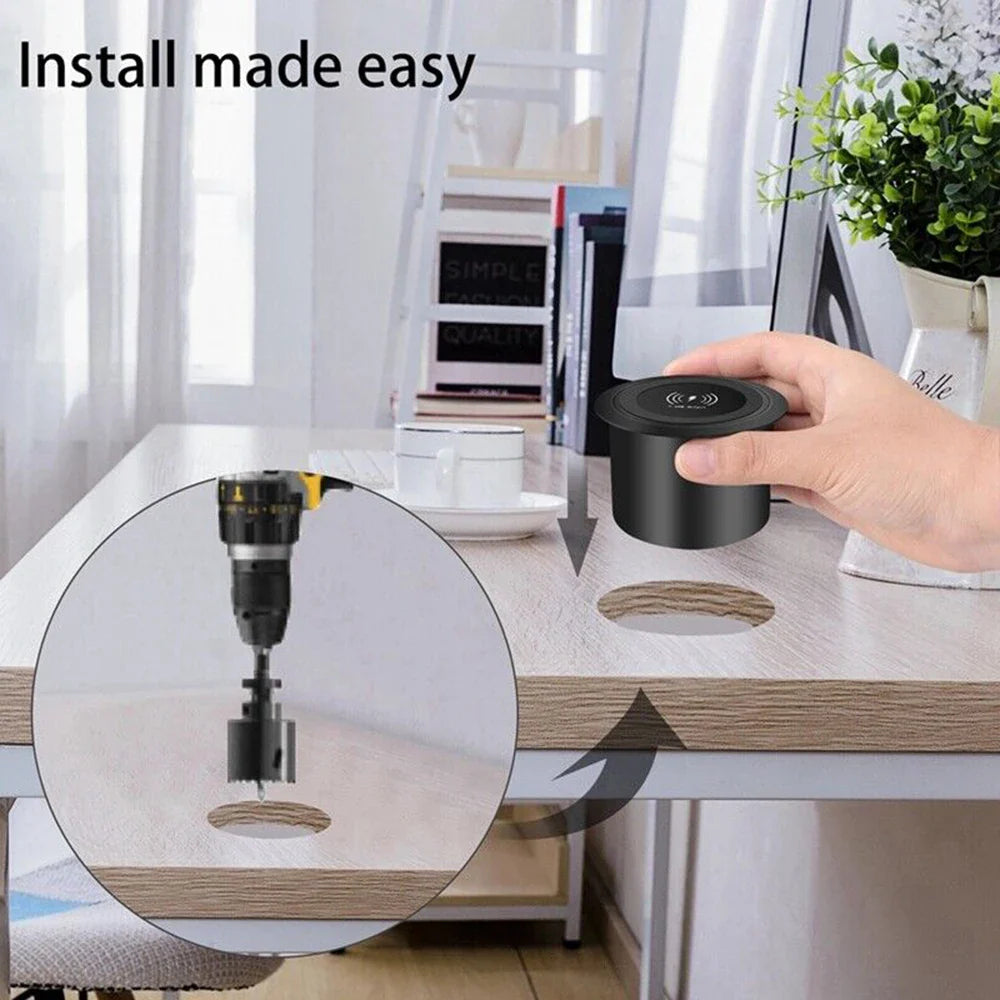 30W Wireless Desktop Charger – Fast Wireless Charging for iPhone, Samsung, Huawei, Xiaomi | Dual USB Phone Charging Station