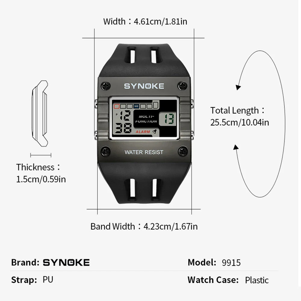 SYNOKE Men's Digital Sports Watch – Large Display with Big Numbers, Easy to Read, Waterproof Running Military Watch