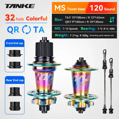 TANKE 120 Click MTB Hub – 6-Bearing Front & Rear Bicycle Hub for 7-12 Speed, 28/32/36 Holes, Disc Brake