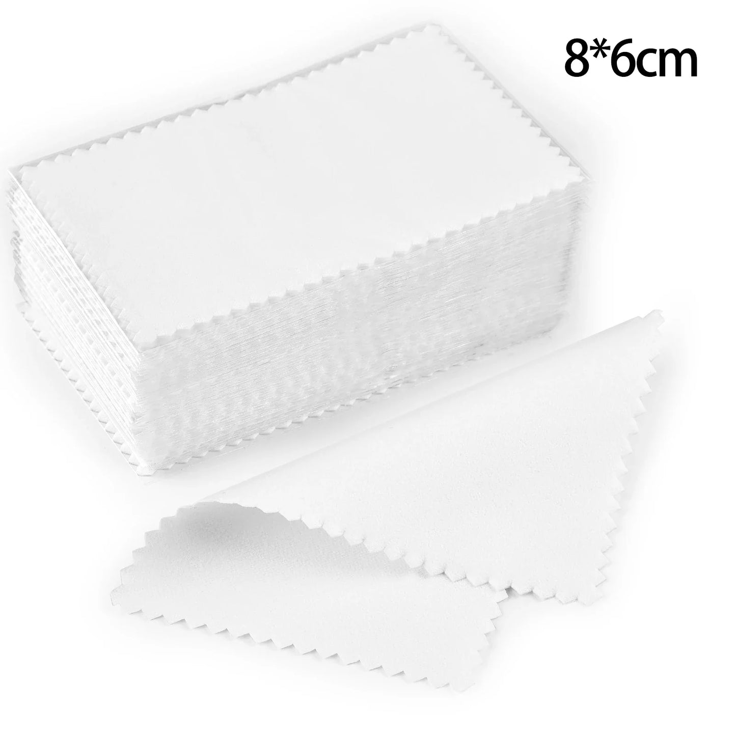 50pcs Silver Polishing Cloths – Soft Cleaning Wipes for Necklaces, Rings & Jewelry Care (10x6.5cm & 8x8cm)