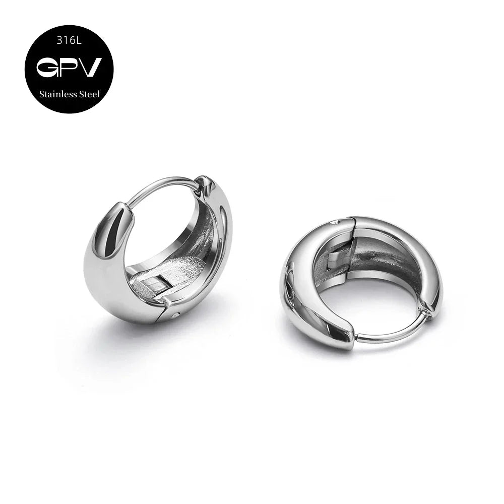2PCS 316L Stainless Steel Earrings – Niche Design Perforated Luxury Jewelry for Women