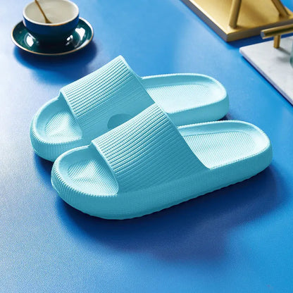 4cm Thick Sole EVA Cloud Slippers – Height Increasing Non-Slip Bathroom & Indoor Summer Sandals for Couple Home Use
