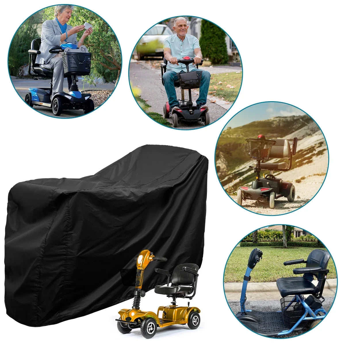 Waterproof Mobility Scooter & Wheelchair Cover – 190D Oxford Cloth Dust, Rain, Snow & Sun Protection