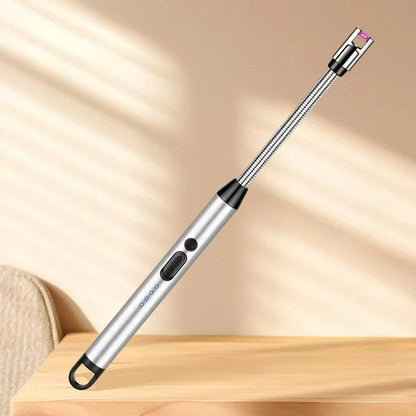 Type-C Rechargeable 360° Curved Windproof Plasma Lighter – Flameless USB BBQ & Kitchen Candle Ignition Electric Arc Lighter