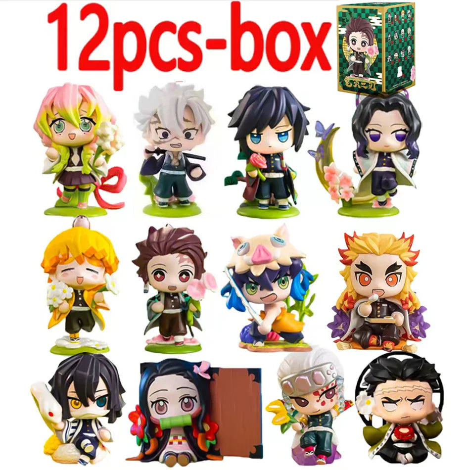 Anime Demon Slayer Blind Box Figures — 1-12pcs Tanjiro & Nezuko PVC Model Ornaments, Kids Christmas & Halloween Gift