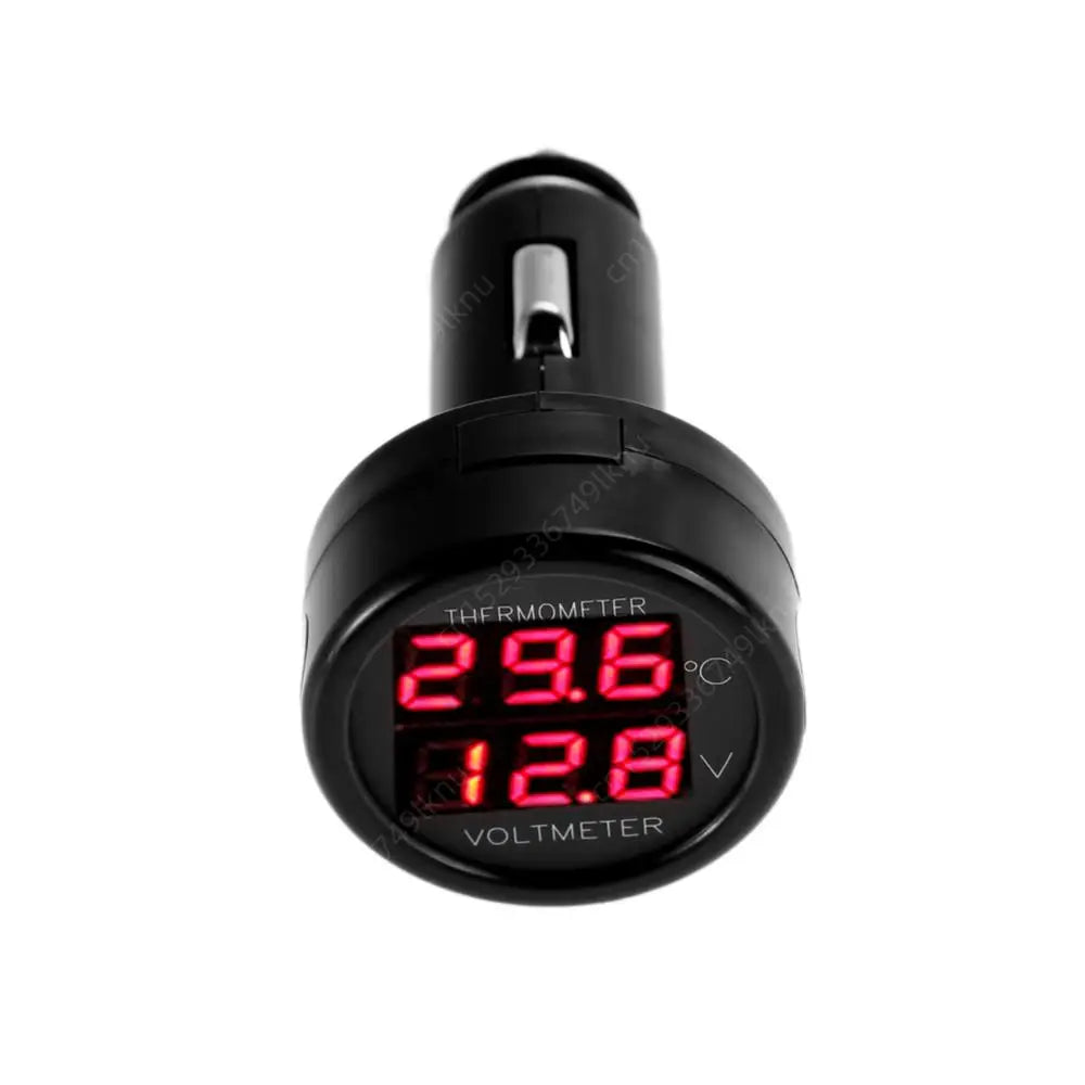 3-in-1 Car Charger & Voltmeter – 12/24V USB Charger with Thermometer, LED Digital Display & Current/Volt Detector