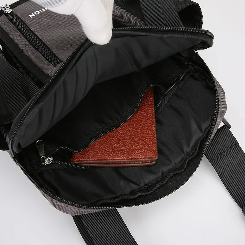 Men’s Oxford Crossbody Messenger Bag – Stylish Fashion Shoulder Bag with Bottle Pocket for Travel & Daily Use