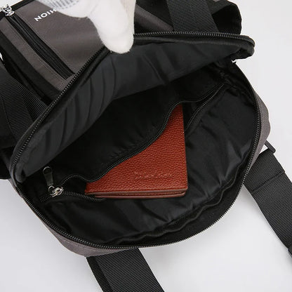 Men’s Oxford Crossbody Messenger Bag – Stylish Fashion Shoulder Bag with Bottle Pocket for Travel & Daily Use