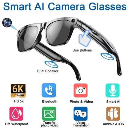Xiaomi 6K HD AI Smart Glasses — 100MP Camera, ChatGPT, Bluetooth Call, Voice Assistant, 260mAh Battery, New Smart Glasses