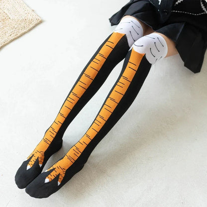 Funny Chicken Paw Stockings - Realistic Over-the-Knee Novelty Socks for Women