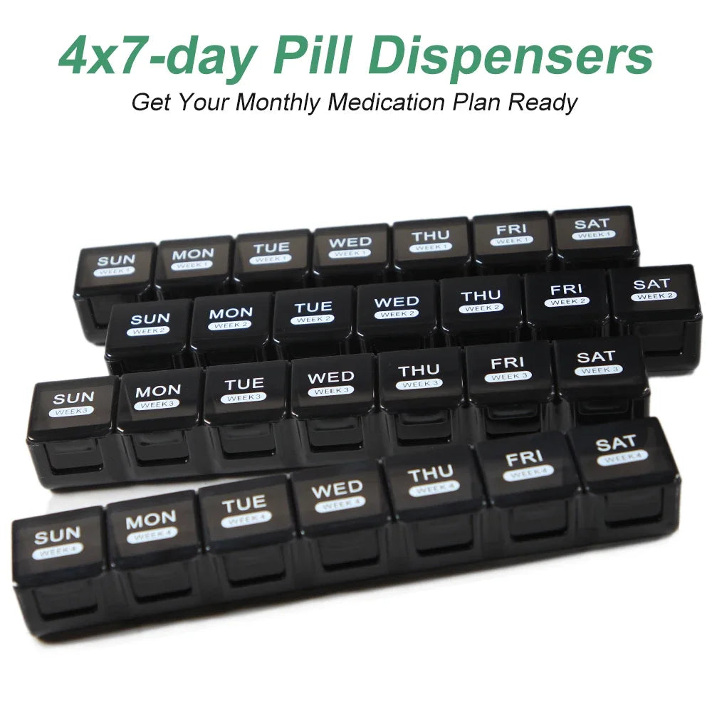 Monthly Pill Organizer – 28-Day Moisture-Resistant Case with Dust-Proof Box for Pills, Vitamins, and Fish Oil