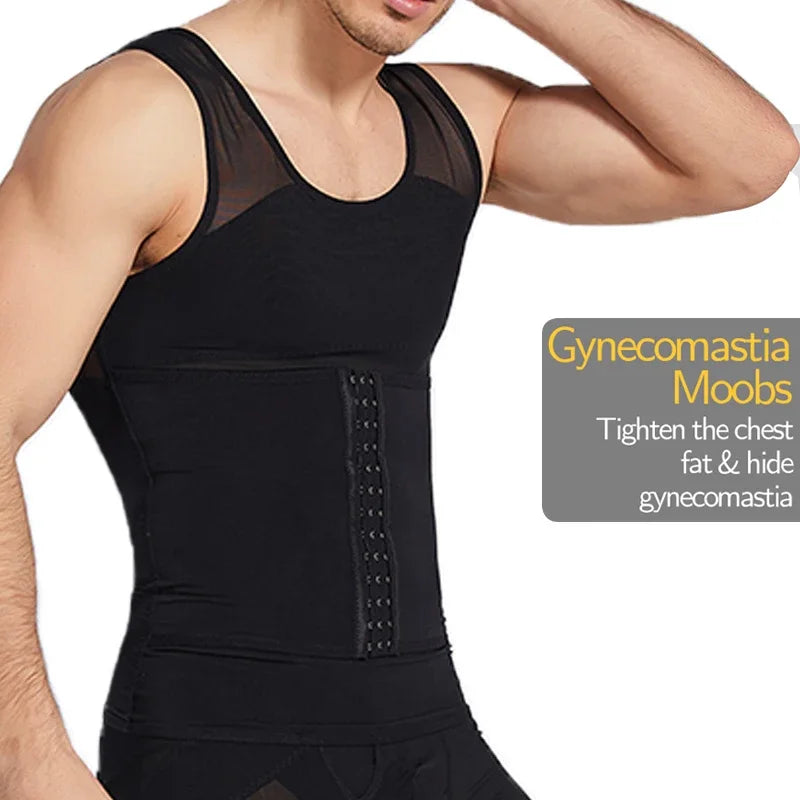 Men’s Compression Body Shaper Vest — Tummy Slimming Abdomen Sheath Corset Waist Trainer Fajas Top