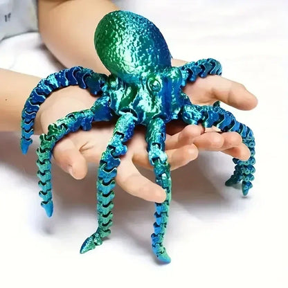 3D Printed Flexible Octopus Fidget Toy - Movable Joint Ocean Animal Desk Ornament and Kids Gift Decor