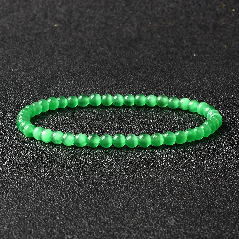 4mm Natural Stone Bead Stretch Bracelet for Men & Women – Agate Lava Handmade Reiki Crystal Jewelry