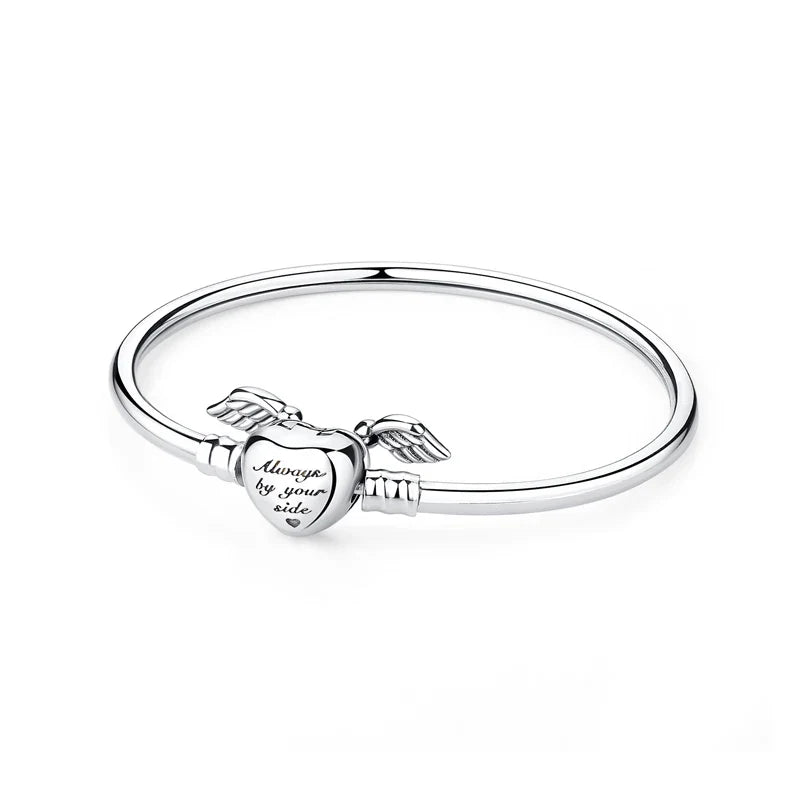 925 Sterling Silver Love Heart Charm Bracelet – Rose Gold Snake Chain Bangle for Women | DIY Luxury Bead Jewelry Accessories