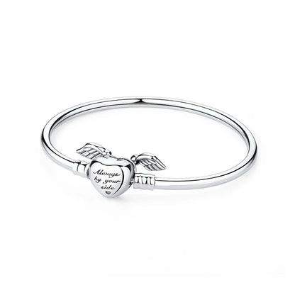 925 Sterling Silver Love Heart Charm Bracelet – Rose Gold Snake Chain Bangle for Women | DIY Luxury Bead Jewelry Accessories