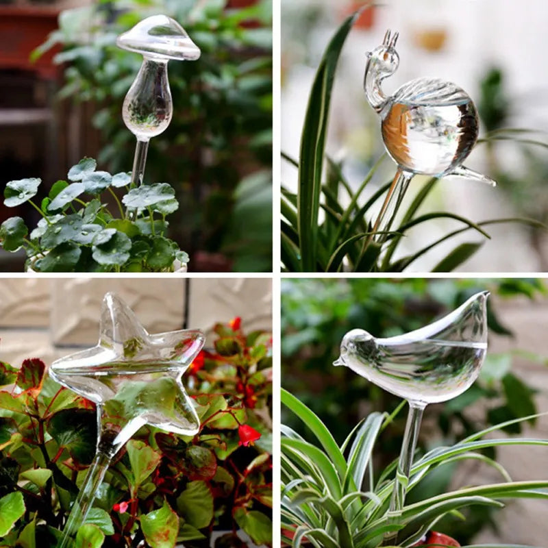 Decorative Glass Bird Watering Cans - 8 Styles Self-Watering Houseplant & Flower Glass Watering Device