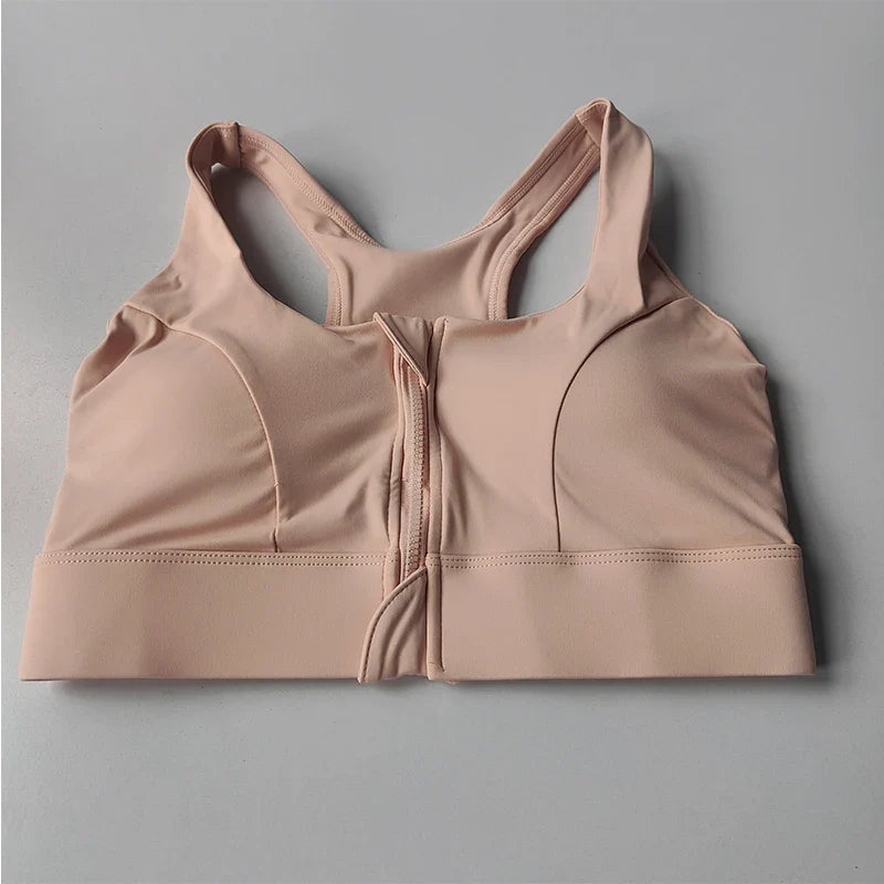 Women’s High Impact Front Zipper Sports Bra – Shockproof Quick Dry Yoga & Running Fitness Vest Gym Underwear Support Top