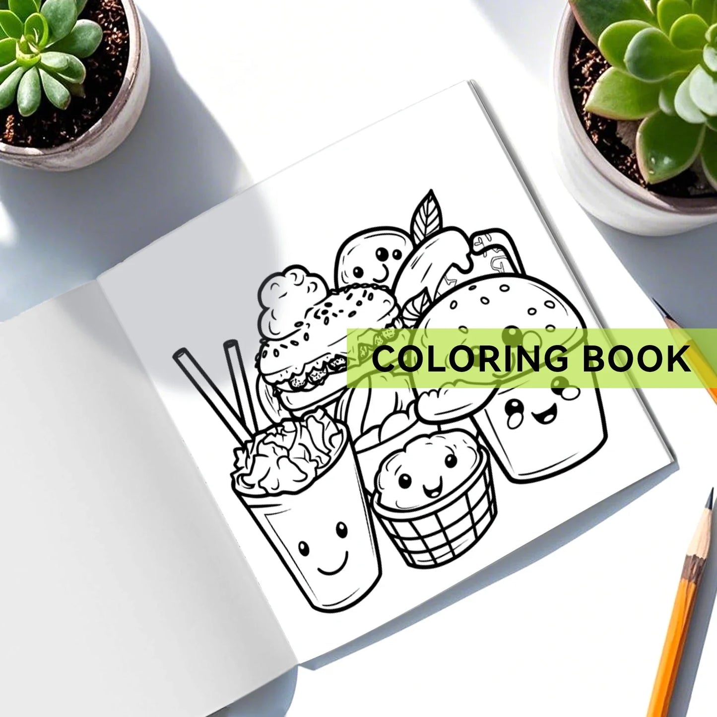 Food & Snack Coloring Book for Adults - Bold Easy Drinks & Desserts Drawing Book, Cute Birthday Gift