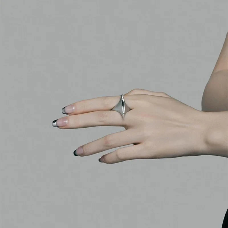 Retro Sword of Maria Silver Ring — Handmade Punk Gothic Open Ring for Women & Unisex Jewelry Gift