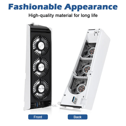 Upgraded PS5 Cooling Fan – Quiet USB 3.0 Hub with LED Light for Disc & Digital Edition Console Accessories