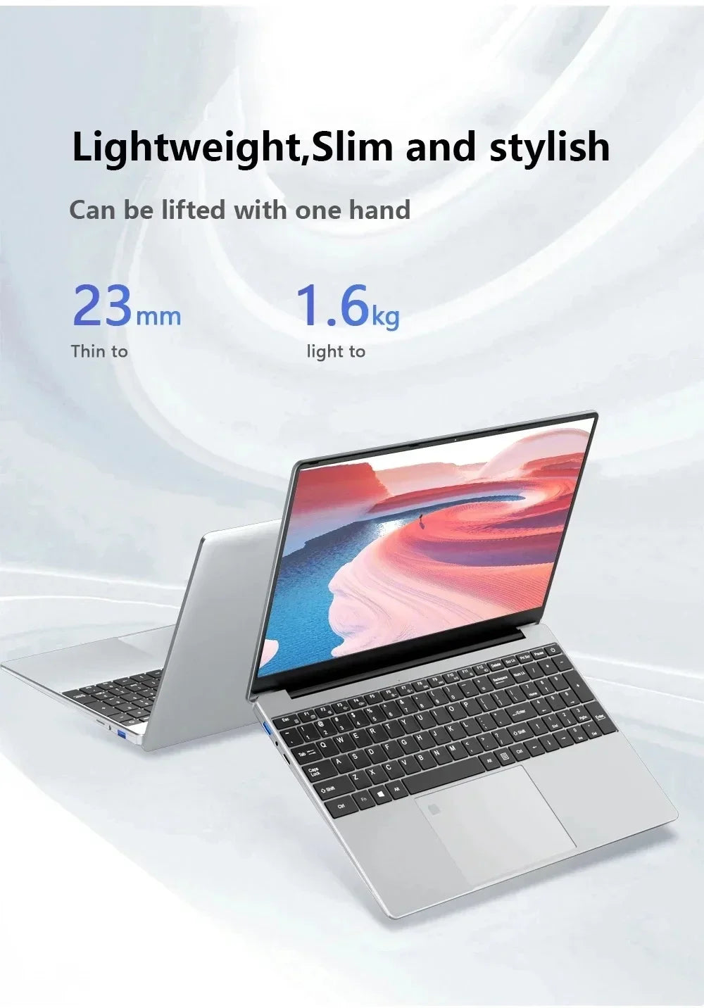 15.6" Laptop — Intel i7-8500Y, 16GB RAM, 1TB SSD, Windows 11 Pro Notebook with Fingerprint Unlock for Office & Gaming