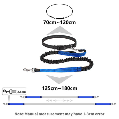 Hands-Free Dog Leash: Adjustable Waist Belt Chest Strap Traction Rope for Pet Walking, Running, Jogging - Dog Accessories