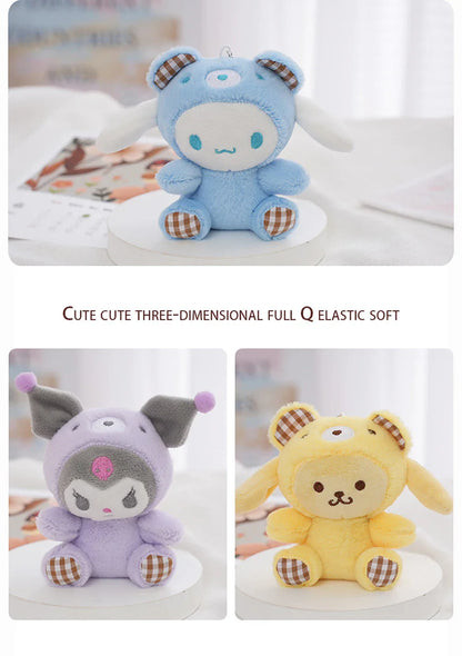 Sanrio Kawaii Plush Keychain — Hello Kitty, My Melody, Kuromi & Cinnamoroll Stuffed Cartoon Doll Pendant for Backpack Decoration