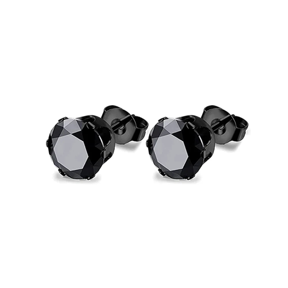 1–8 Pairs Stainless Steel Cubic Zirconia Stud Earrings Set – 6MM Unisex Minimalist Ear Piercing Jewelry for Men & Women