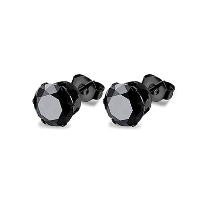 1–8 Pairs Stainless Steel Cubic Zirconia Stud Earrings Set – 6MM Unisex Minimalist Ear Piercing Jewelry for Men & Women