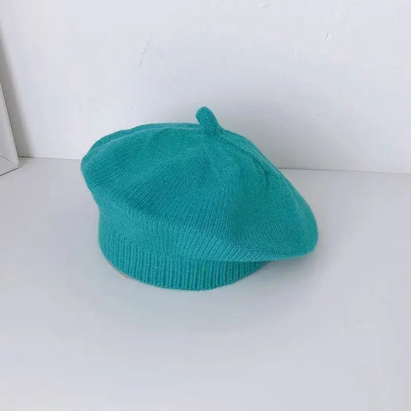 Flower Baby Beret Hat - Warm Knitted Winter Beanie Cap for Infant Girls & Toddlers