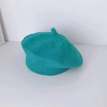 Flower Baby Beret Hat - Warm Knitted Winter Beanie Cap for Infant Girls & Toddlers