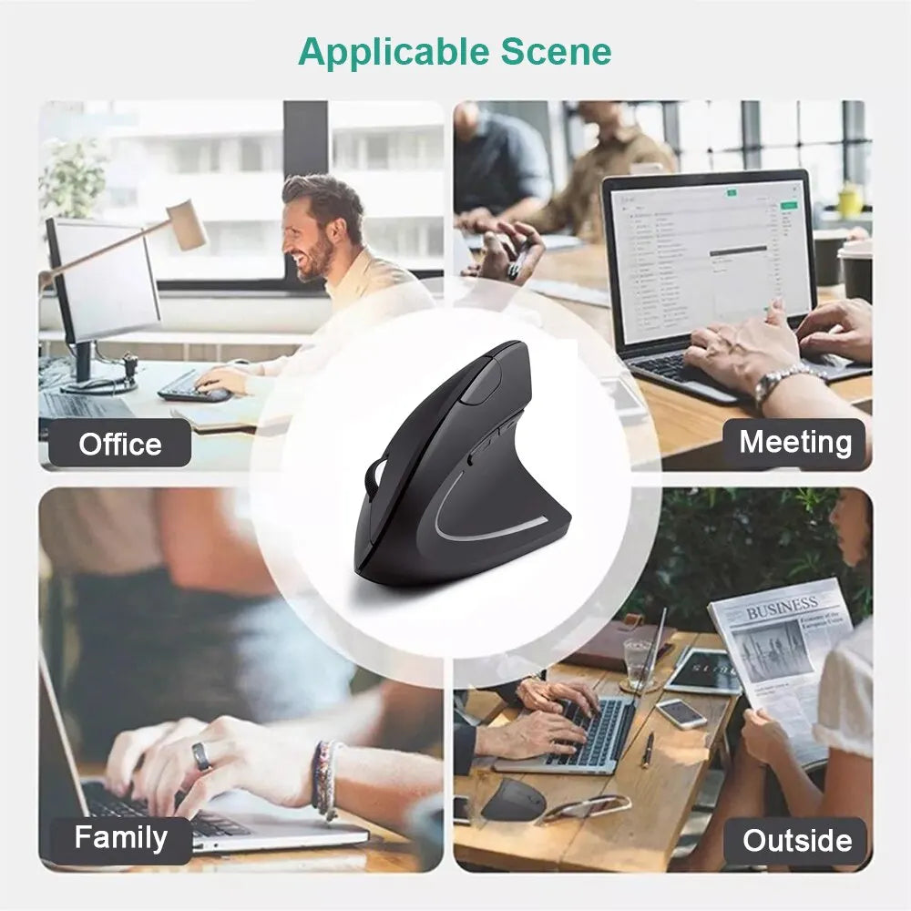 Vertical Mouse Ergonomic Wireless Optical Mice - 2.4GHz, 3 Adjustable DPI, 6 Buttons for Laptop PC Desktop
