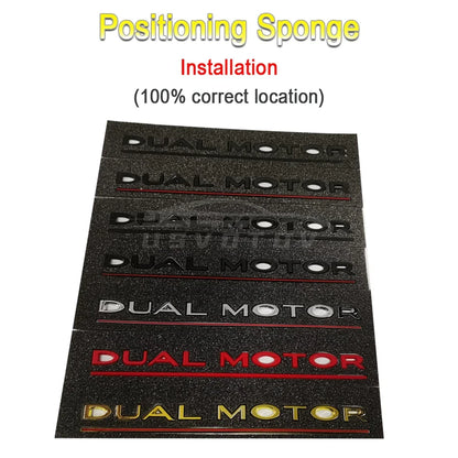 DUAL MOTOR Emblem for Tesla Model 3/Y/X/S — Chrome & Black/Red Trunk Badge Sticker, Car Styling