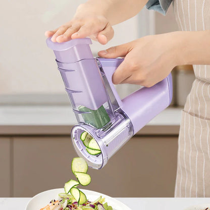 LMETJMA Electric Cheese Grater & Salad Maker – 40W Portable Rotary Slicer Shredder with 4 Blade Attachments (JT363)