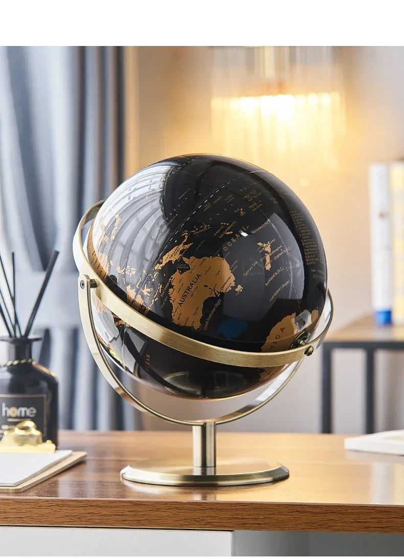 Rotating World Globe with Metal Base – Educational Geography Globe for Children, Classroom Learning Stand