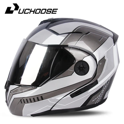 2024 Unisex Modular Motorcycle Helmet – Full Face Flip-Up Dual Lens Racing Helmet for Men & Women