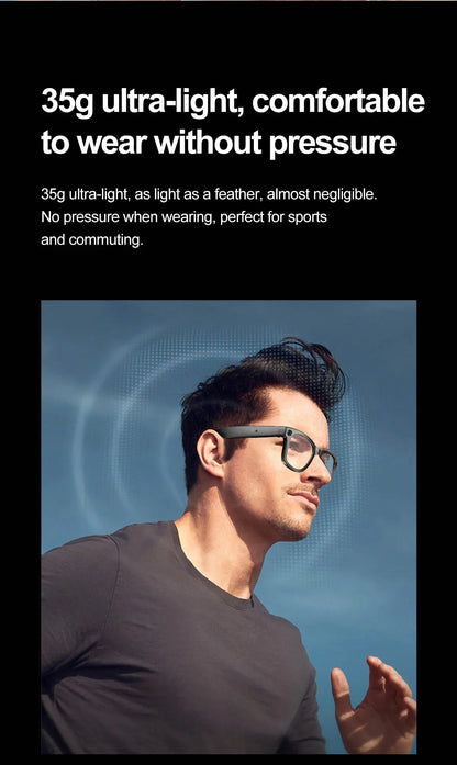 Smart AI Glasses — Video Recording, Photo Recognition, Translation, Bluetooth with 260mAh Battery, IP65 Waterproof