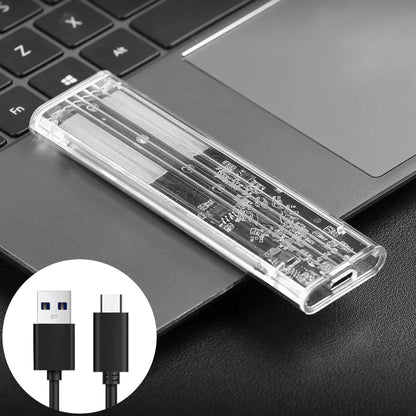 M.2 NGFF SATA SSD Case – USB Type-C Transparent External Enclosure, Tool-Free 5Gbps Adapter for 2230, 2242, 2260, 2280 SSDs