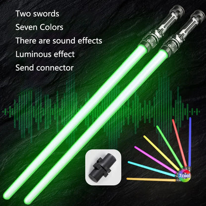 Colorful Glowing Laser Sword Toy – Red & Blue Double Saber with Music & Flashing Lights