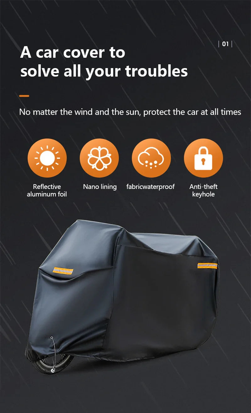 Thick Oxford Motorcycle Waterproof Cover – Universal Outdoor Dustproof, Rainproof, Sunshade & UV Protective Motorbike Cover