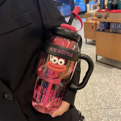 1100ML Sports Water Bottle for Women – Large Capacity Cute Aesthetic Straw Cup, Portable for Summer, Home & Outdoor Use